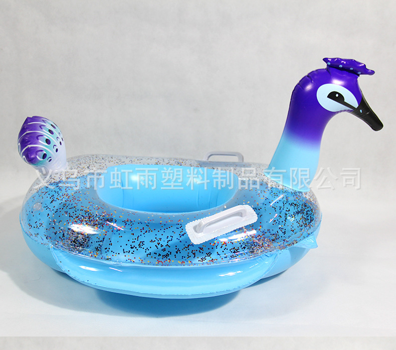 孔雀艇带翼亮片充气儿童游泳圈婴儿坐圈防侧翻座圈批发运动户外游泳用品详情5