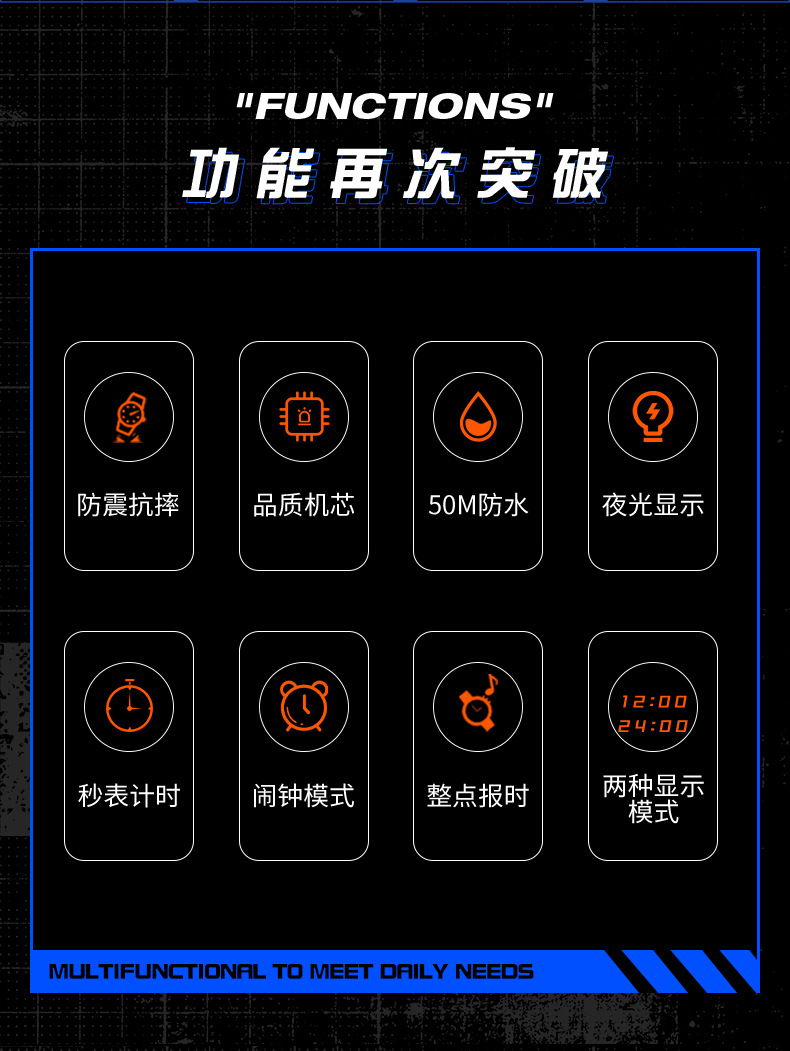 Mingrui genuine electronic watch, student waterproof new wristwatch, features, foreign trade luminous multi-functional sports watch consignment pic 7