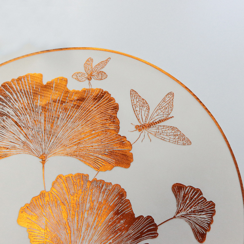 银杏叶防滑圆形烫金隔热桌垫批发高级感实底耐高温防水桌布茶几垫详情8