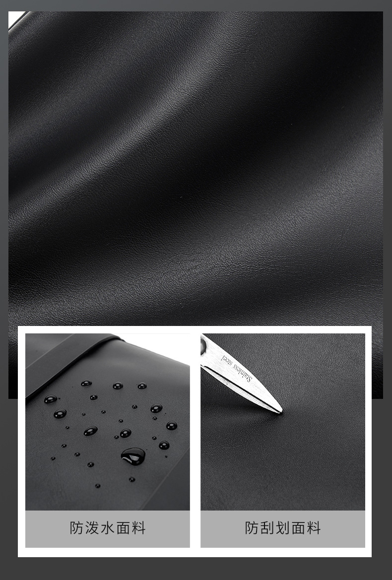 This simple and trendy double-shoulder computer bag for both men and women is fashionable and versatile. It has a large capacity and is a niche backpack with a PU waterproof leather film pic 10