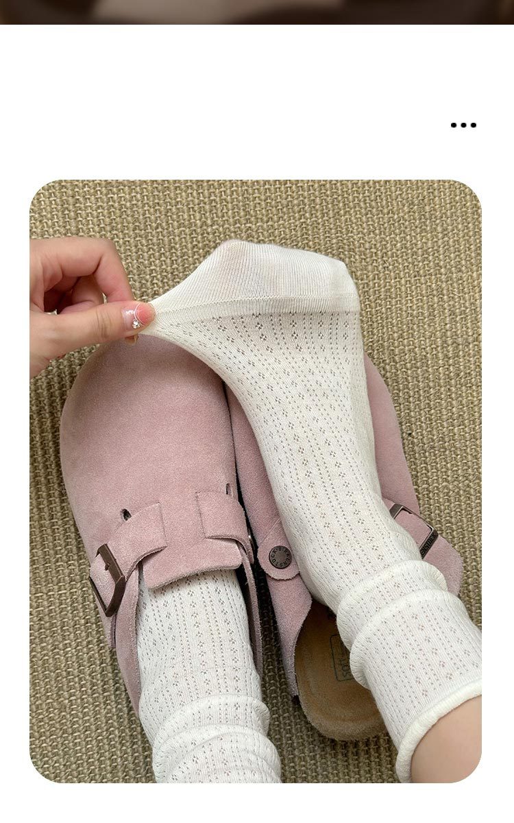 Pure cotton mid-calf socks for women, spring and summer, thin Japanese-style hollowed-out mesh, rolled edge, versatile, dui Dui socks, Zhuji Hosiery pic 9
