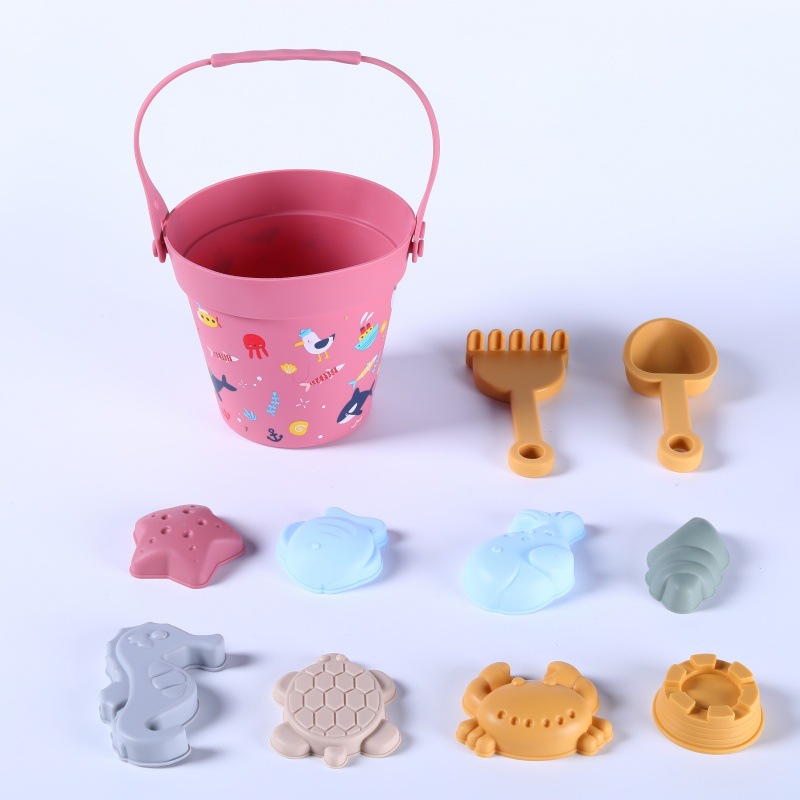 亚马逊爆款硅胶沙滩桶跨境海洋系列手提桶戏水亲子玩沙滩玩具套装详情14