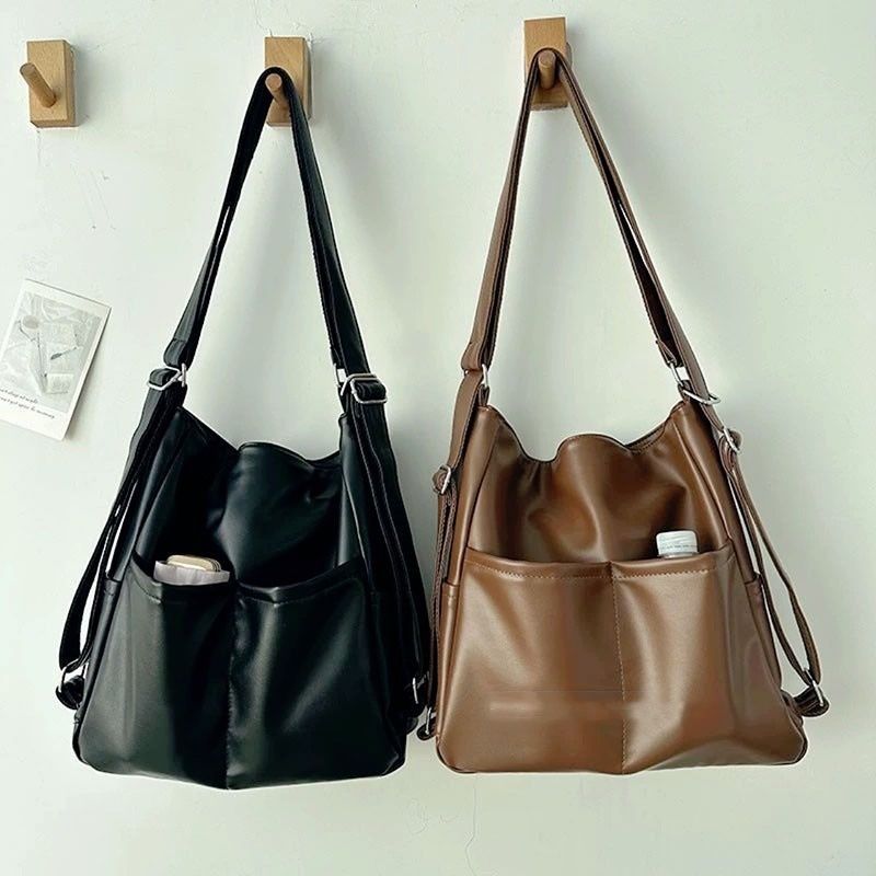 原创夏天软皮包包女大容量三用背包通勤托特包多功能背包斜跨书包详情3