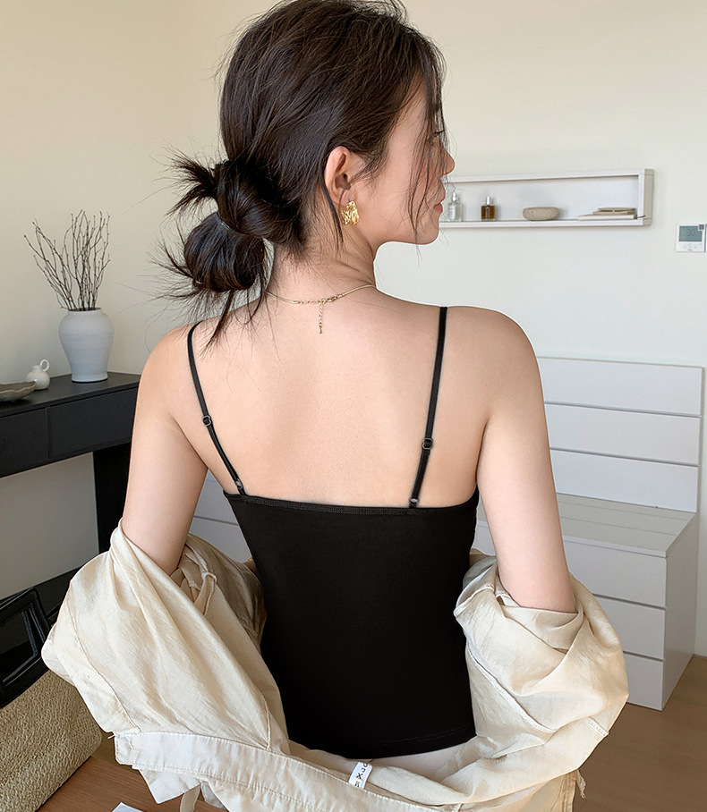 8839-2女士细肩带背心式固定杯内衣 美背设计可调节肩带文胸 外穿吊带抹胸夏季新款详情17