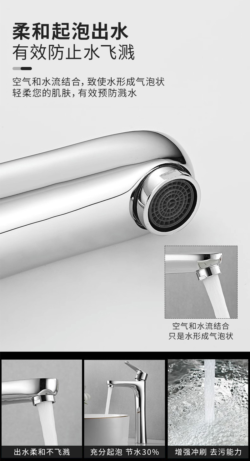 全铜面盆水龙头家用浴室卫生间洗脸盆洗手台单把单孔冷热混水龙头详情8