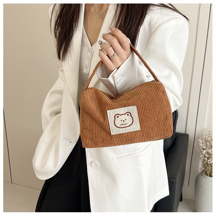 A new large-capacity corduroy bag for women, a versatile single-shoulder crossbody bag for autumn and winter, and a high-end pillow bag for women pic 11