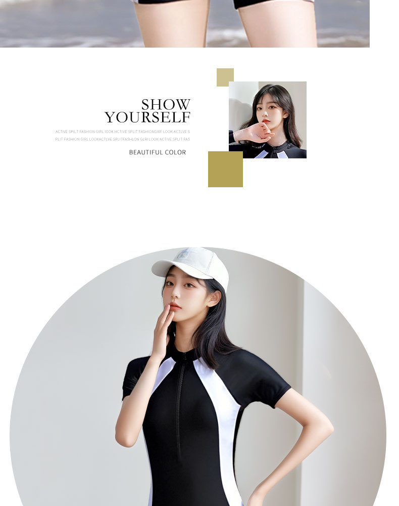 New one-piece swimsuit for women - professional, quick-drying, sun-protective, tummy cover-up and slimming long-sleeved sportswear for women -125006 pic 15