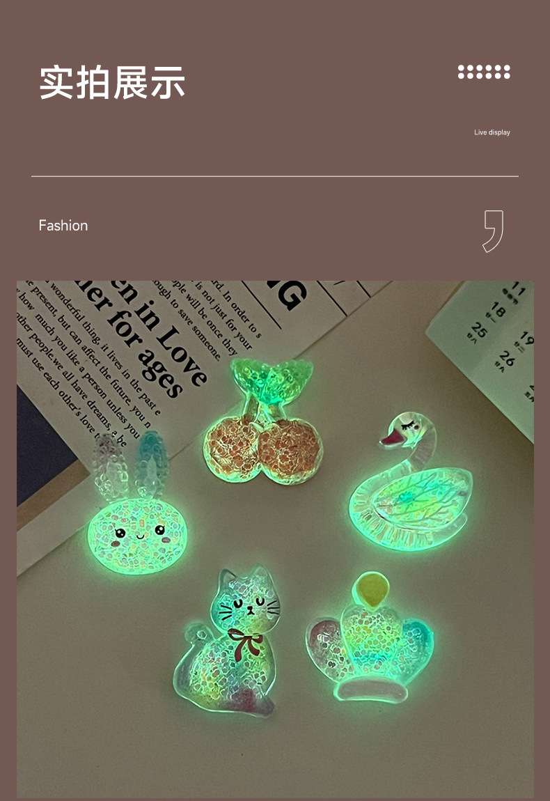 Korean cartoon luminous jewelry accessories, little rabbit, little cat, cherry patch, diy phone case, headwear, hair tie materials pic 14