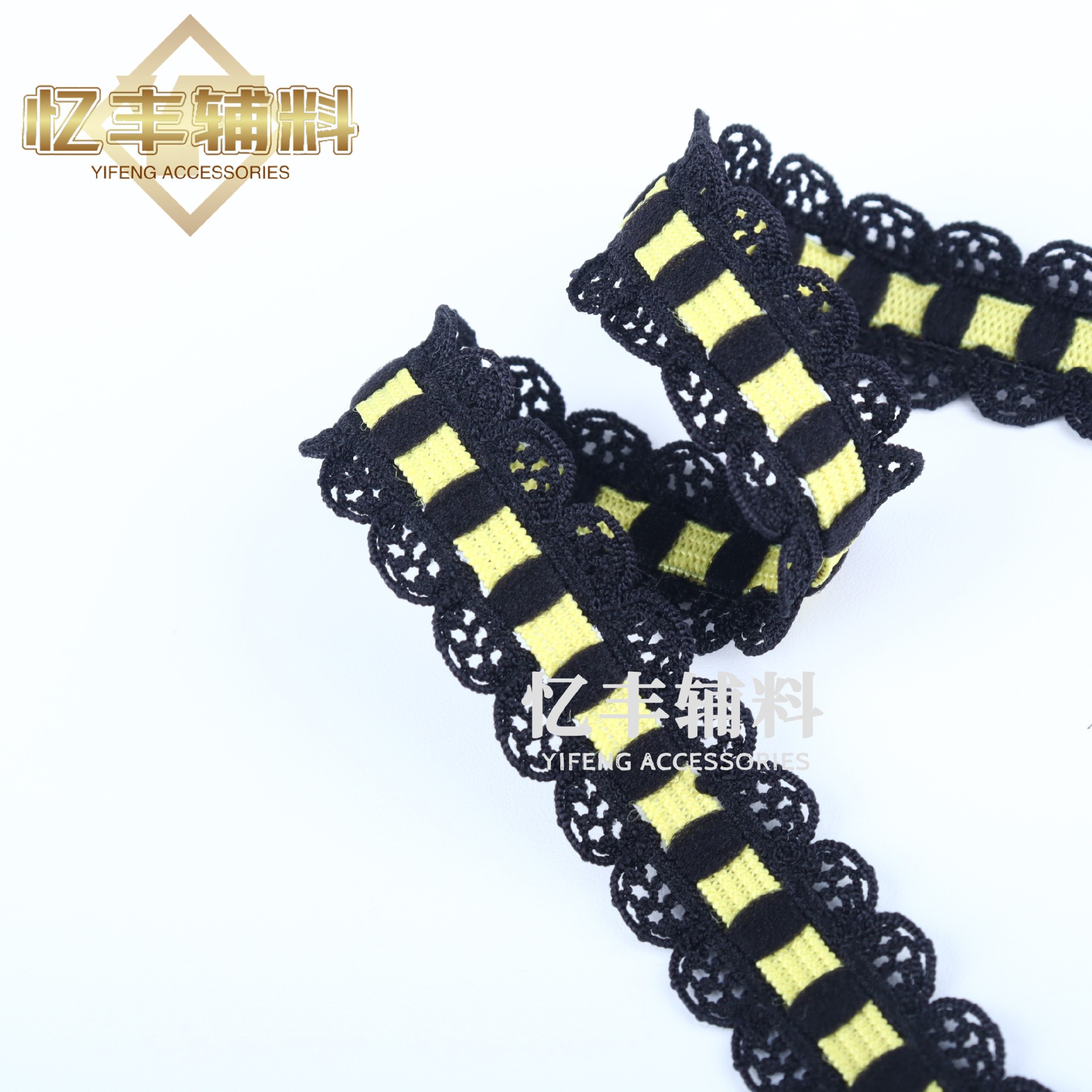 弹力蕾丝粉蓝清新花边橡筋褶带手工间色装饰玩偶镂空梯子格松紧带详情14