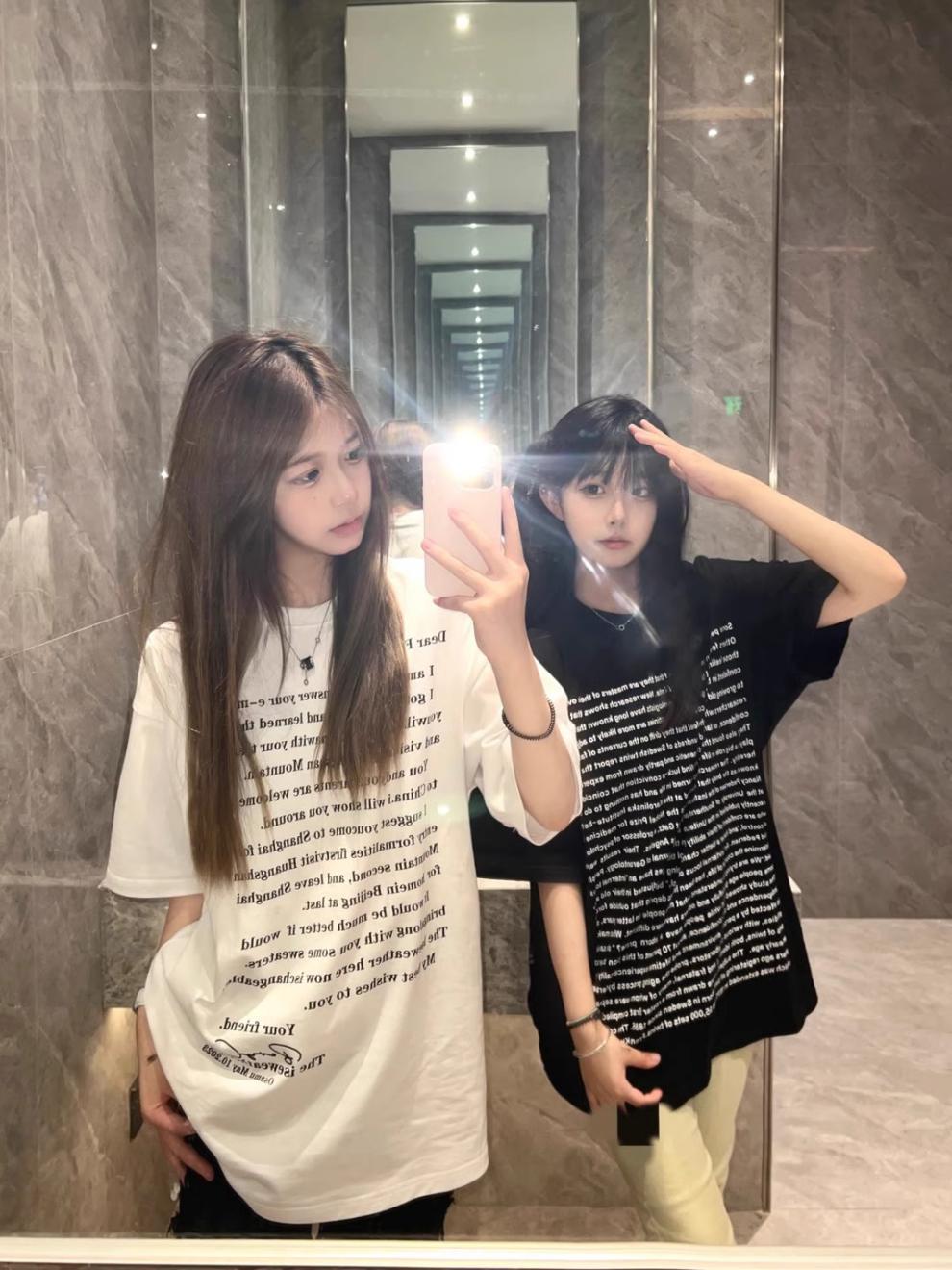 国潮美式英文印花短袖t恤女夏季hiphop潮牌高街宽松情侣半袖上衣详情4