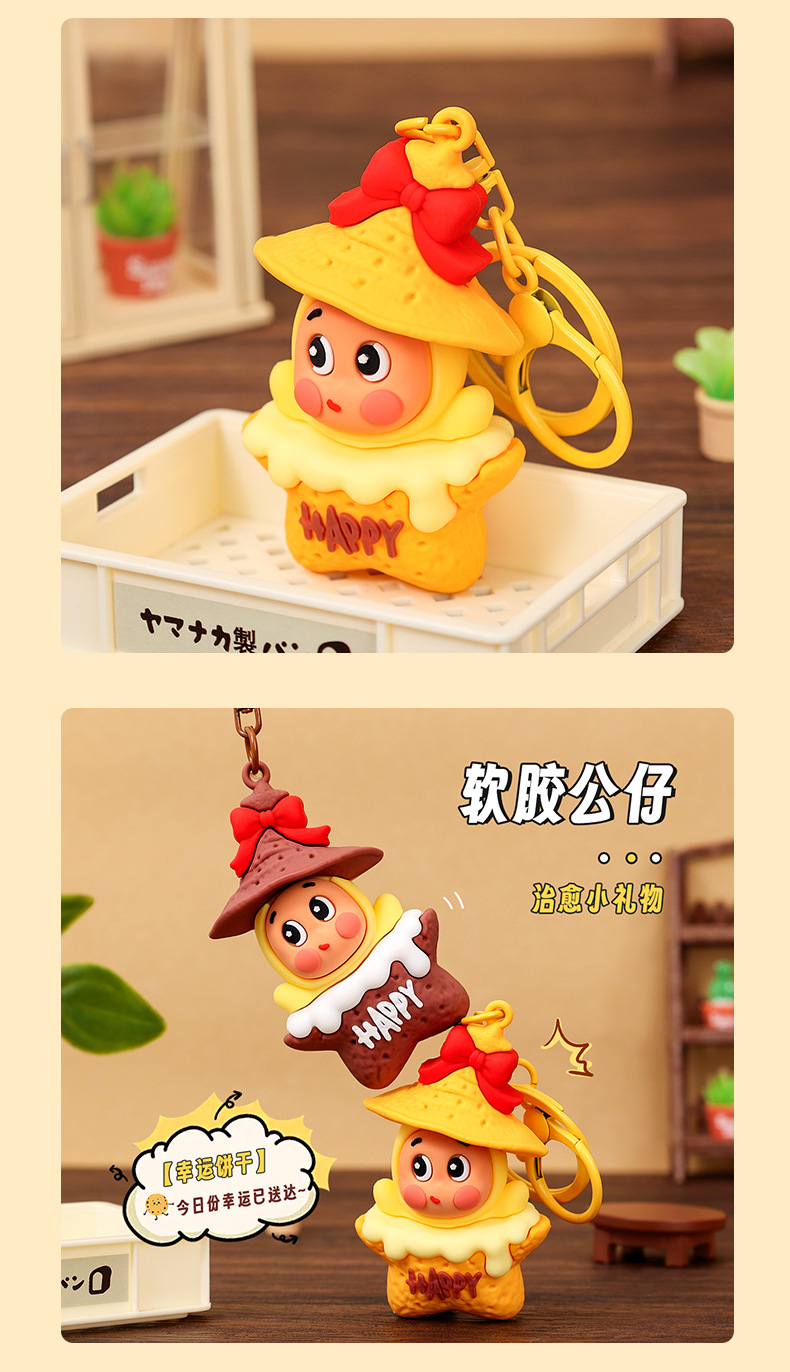 卡通饼干小星人钥匙扣挂件立体公仔钥匙链学生书包挂饰小礼品批发详情12