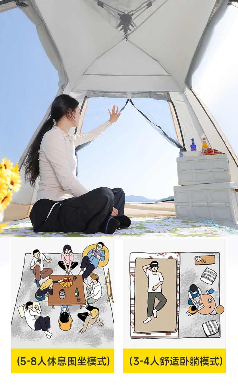 Wholesale of outdoor fully automatic camping four-sided tents, no-setup, quick-opening portable tents, sun-protective camping beach tents pic 8