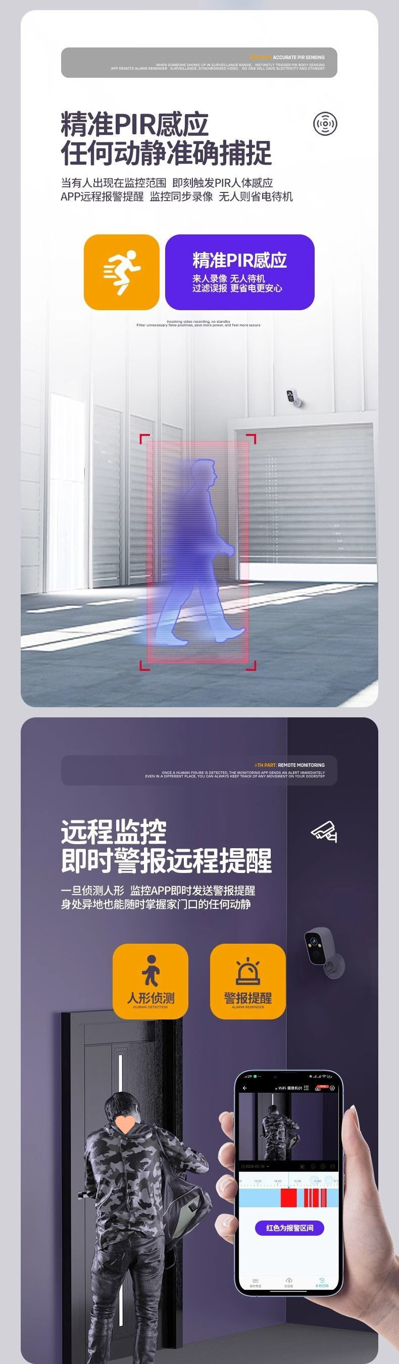 Camera monitor, home mobile phone, remote unplugged wireless, outdoor without wifi, smart AI for storefront pic 4