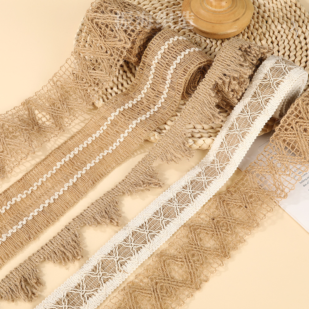 服装家纺服饰产业用花边织带工艺礼品服饰辅料用黄麻鱼丝麻织带详情3