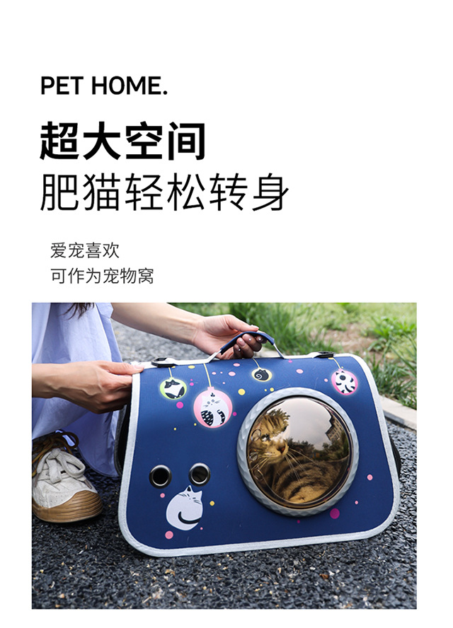 宠物便携太空舱外带猫包手提可折叠单肩包外出背包卡通猫咪狗包包详情5