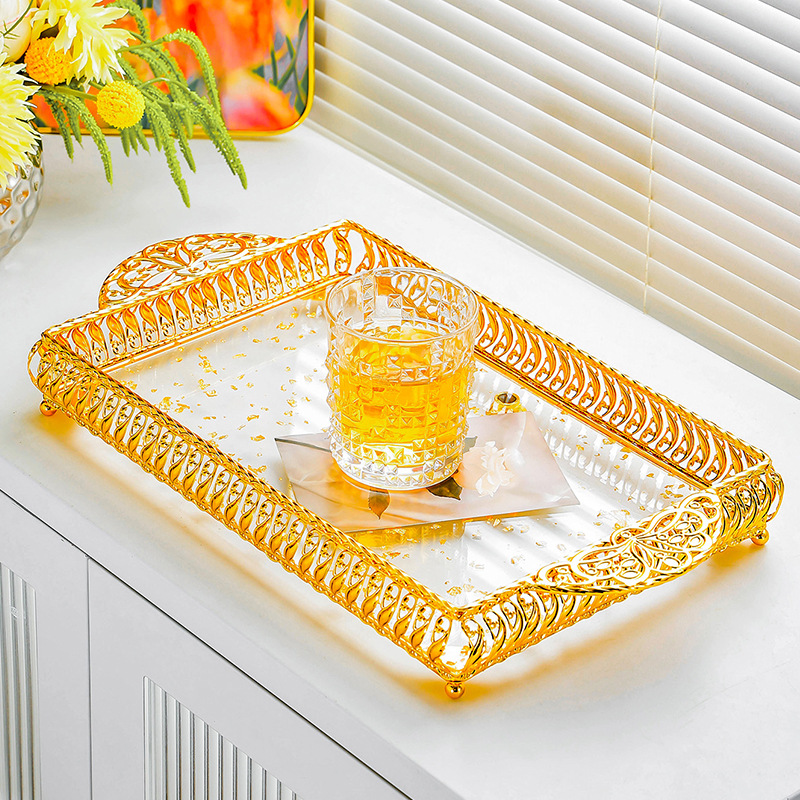 Nordic metal tray, light luxury acrylic storage plate, cosmetics, jewelry, decorative items, afternoon tea and dessert stand pic 1