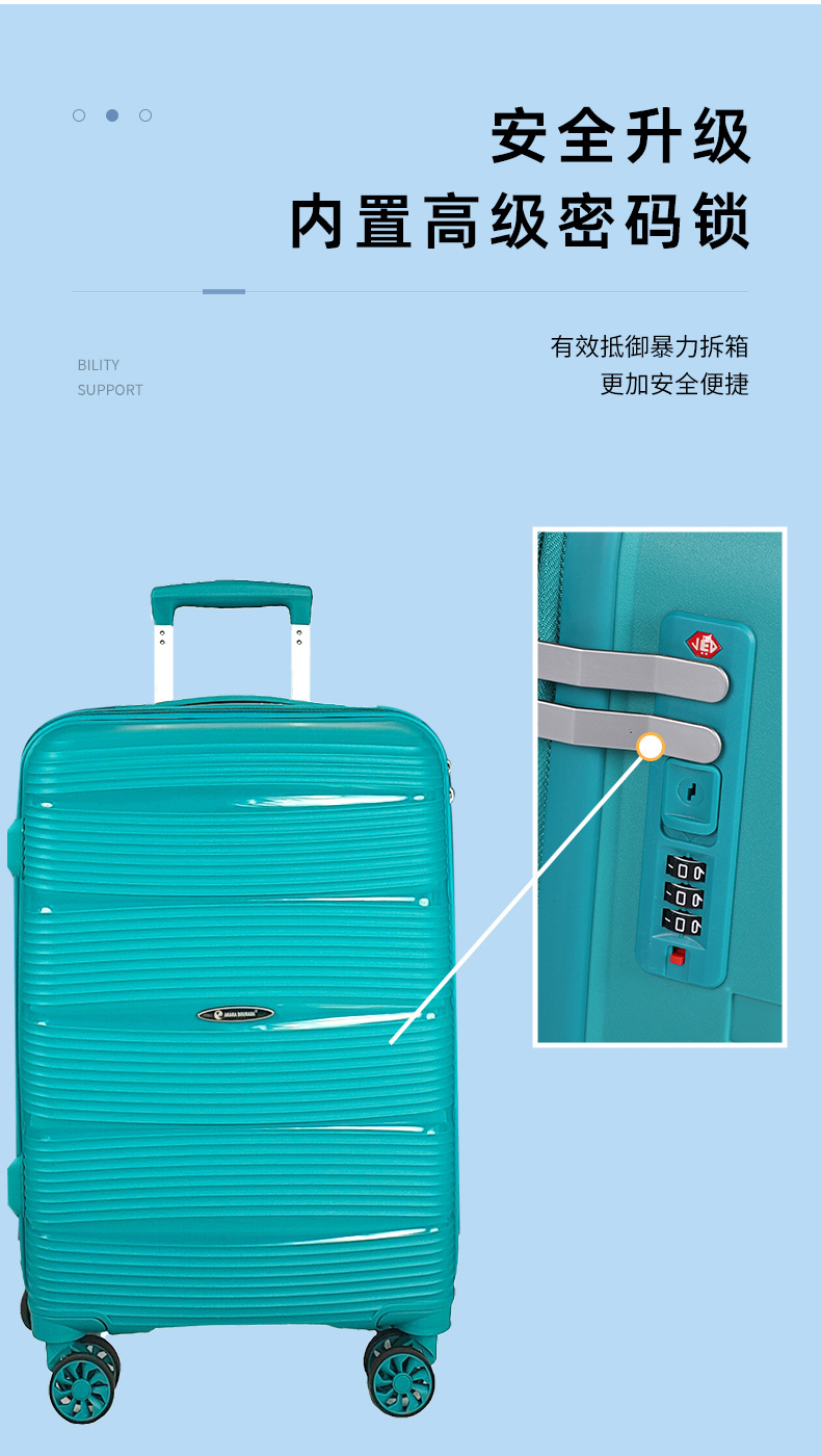跨境21寸行李箱PP拉杆箱三件套高颜值商务旅行箱学生防爆密码箱详情3