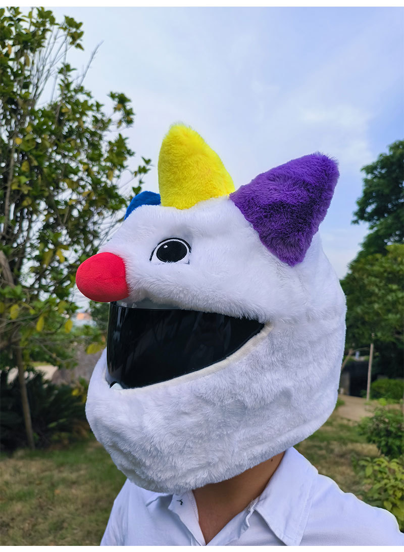 Cross-border full helmet, hood, plush protective cover, evil clown, funny cartoon, big eyes, street rage, warm mask removal pic 8
