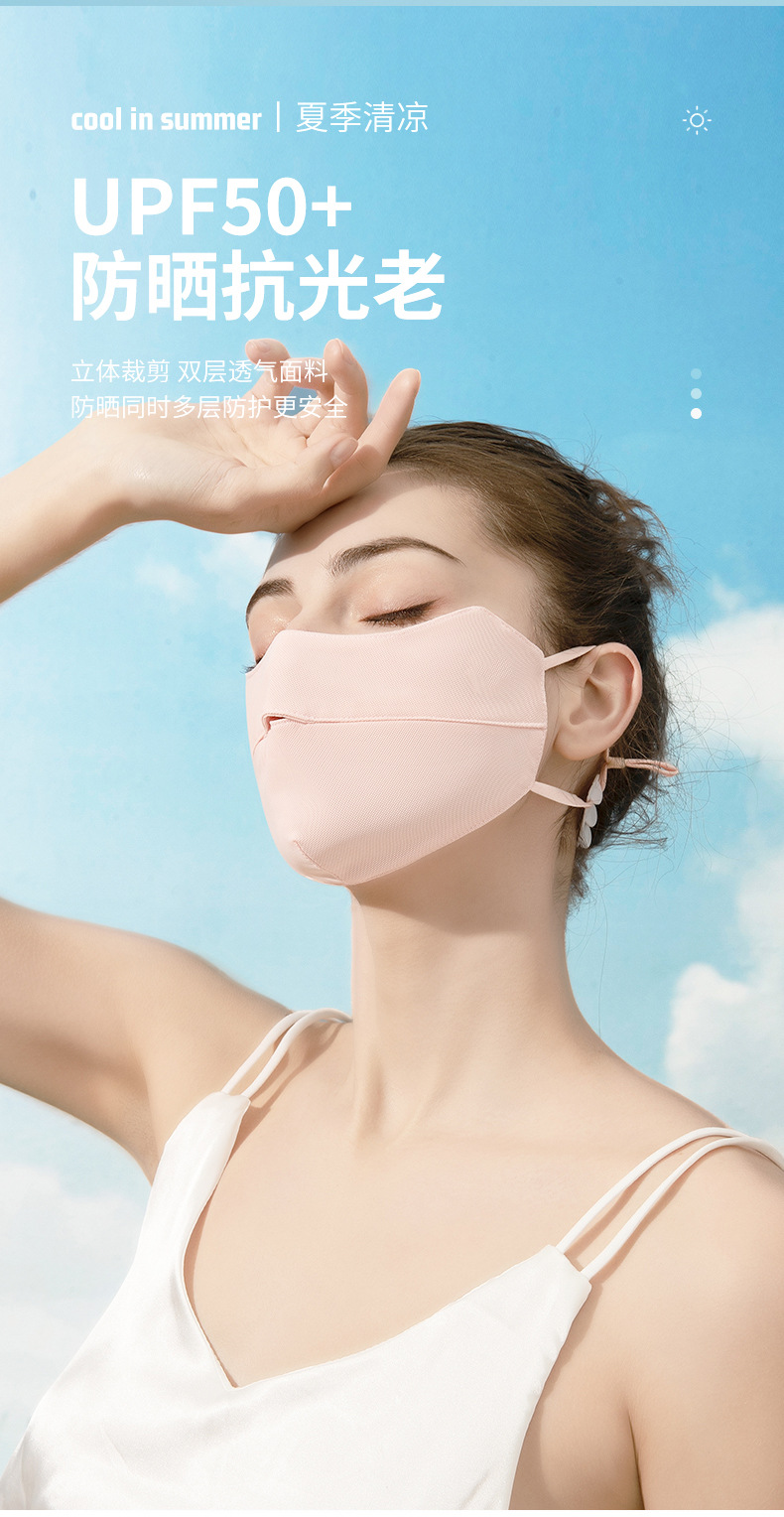 夏季防晒口罩女高颜值时尚立体显脸小脸基尼户外骑行防紫外线面罩详情12