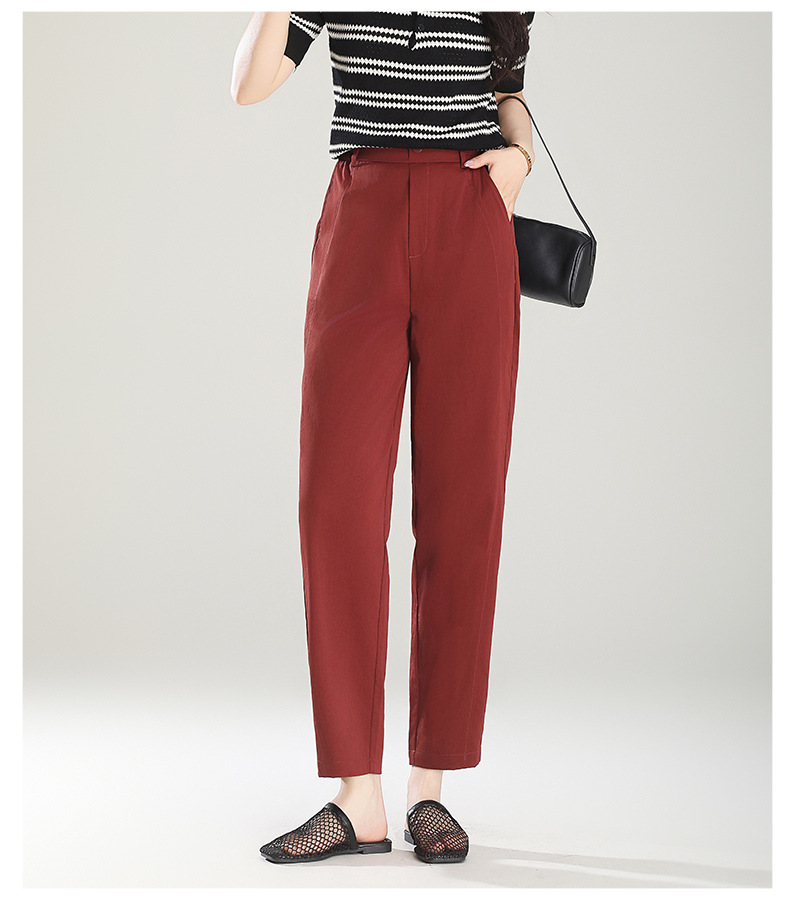 Nine-point Halon pants for women, slimming and slim, drawstring cigarette tube pants for women, new summer 2025, thin style pic 18