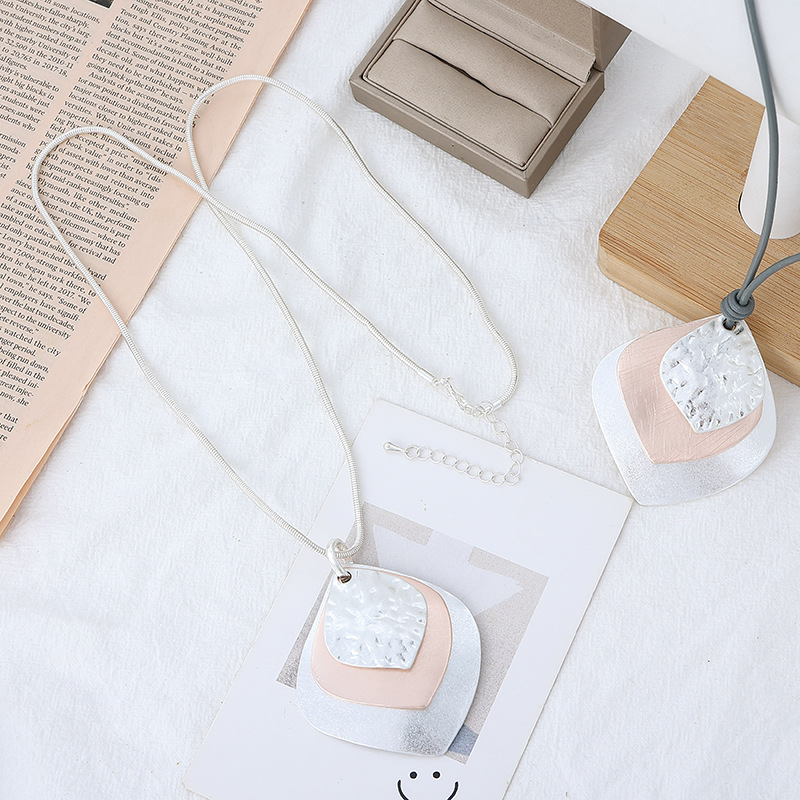 跨境饰品亚马逊爆款热卖项链欧美风时尚几何金属女混色长款毛衣链详情13