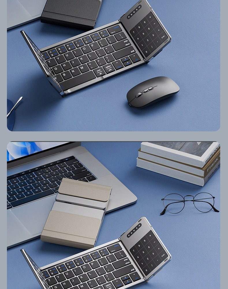 Cross-border three-fold keyboard, wireless Bluetooth, foldable small keyboard, suitable for desktop computers, Xiaomi notebook set pic 20