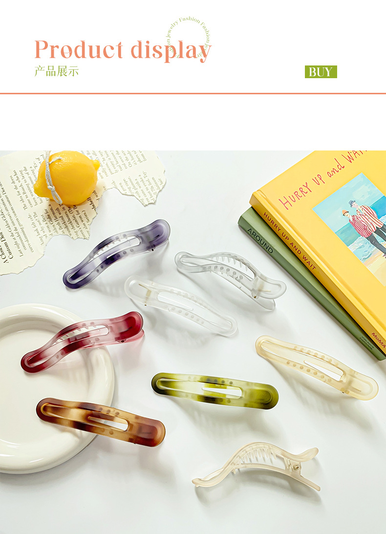 The gradient matte duckbill hairpin from Dongdaemun, South Korea, features a simple yet sophisticated hairpin top clip and a hair accessory for the back of the head pic 7