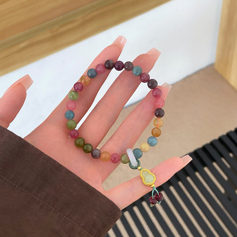 新款天然彩色碧玺狐狸双层手串女小众新中式七彩手串闺蜜女友礼物详情8