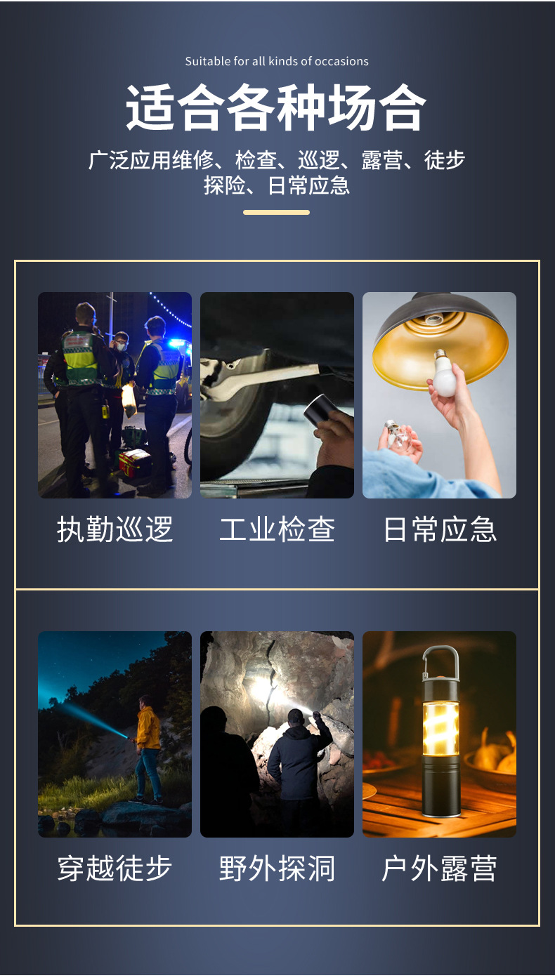 2025跨境新款迷你白激光强光手电筒充电便携led户外铝合金露营灯详情6