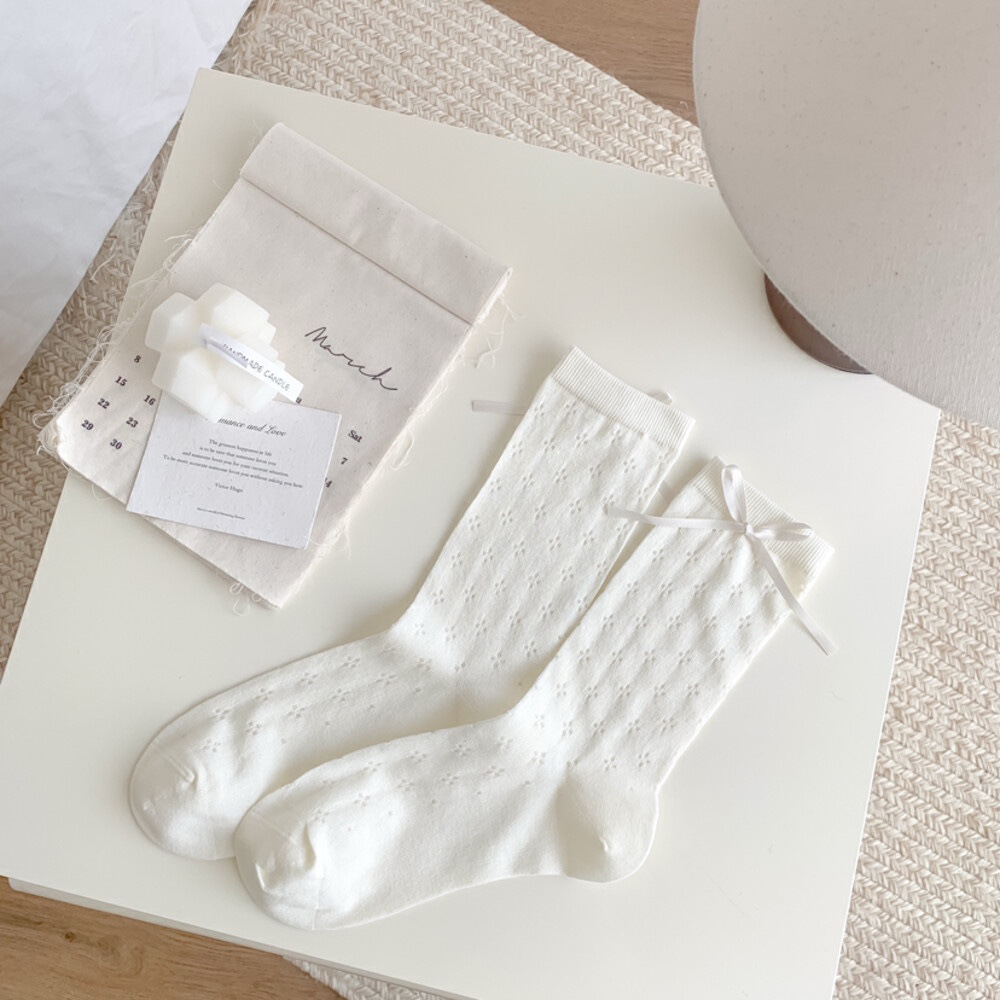 White twisted bubble mouth lace socks, summer thin black fungus edge mid-calf socks, Mary Jane Dui Dui breathable thin socks pic 3