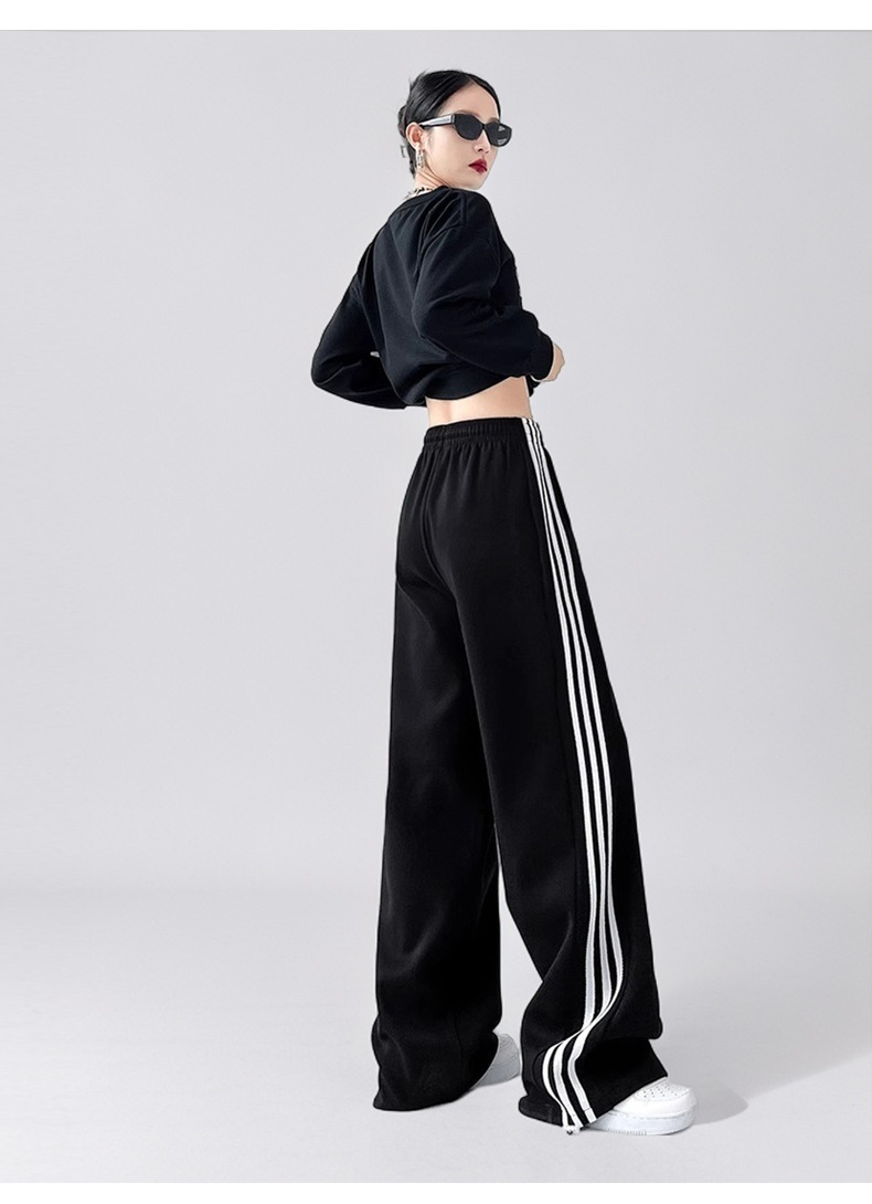 IVERY cross-border high-waisted striped two-wear sport pants for women can be used to widen legs or tighten the feet. Versatile straight-leg casual pants with a good drape pic 9