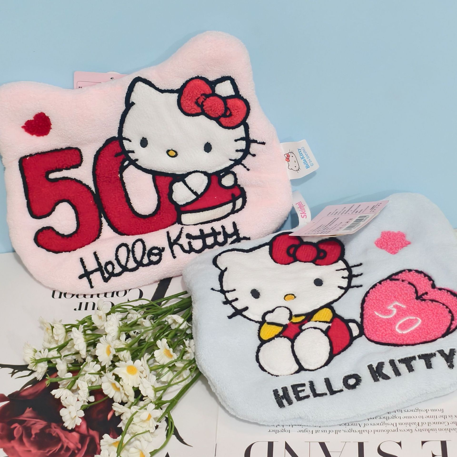 三丽鸥正版Hellokitty擦手巾可爱卡通毛巾挂式双层吸水珊瑚绒详情2