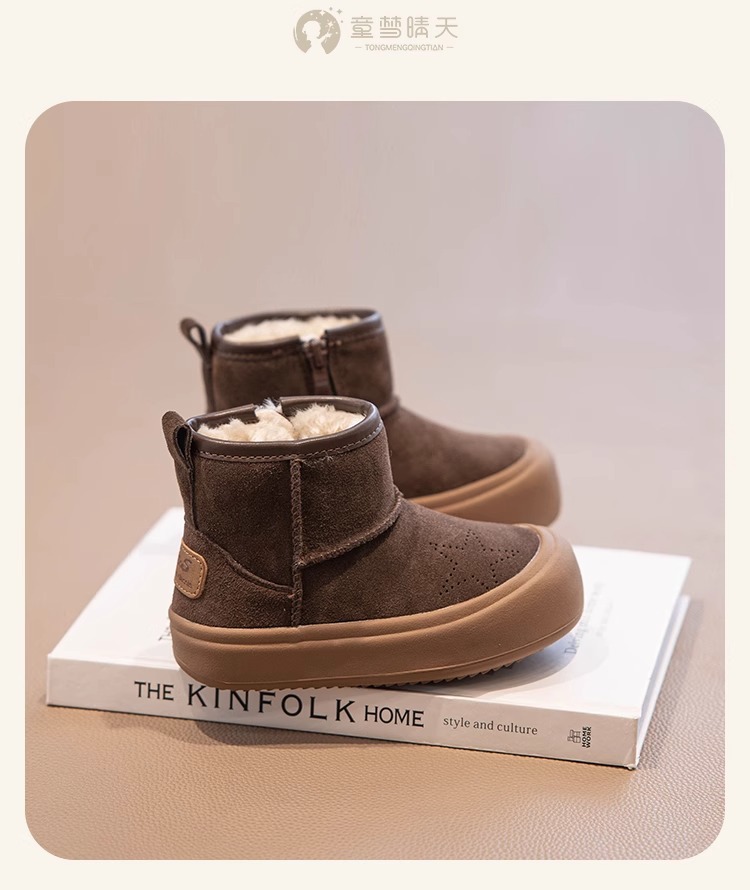 韩版女童鞋雪地靴2024新款冬季儿童棉鞋防滑加绒大童靴子皮毛一体详情11