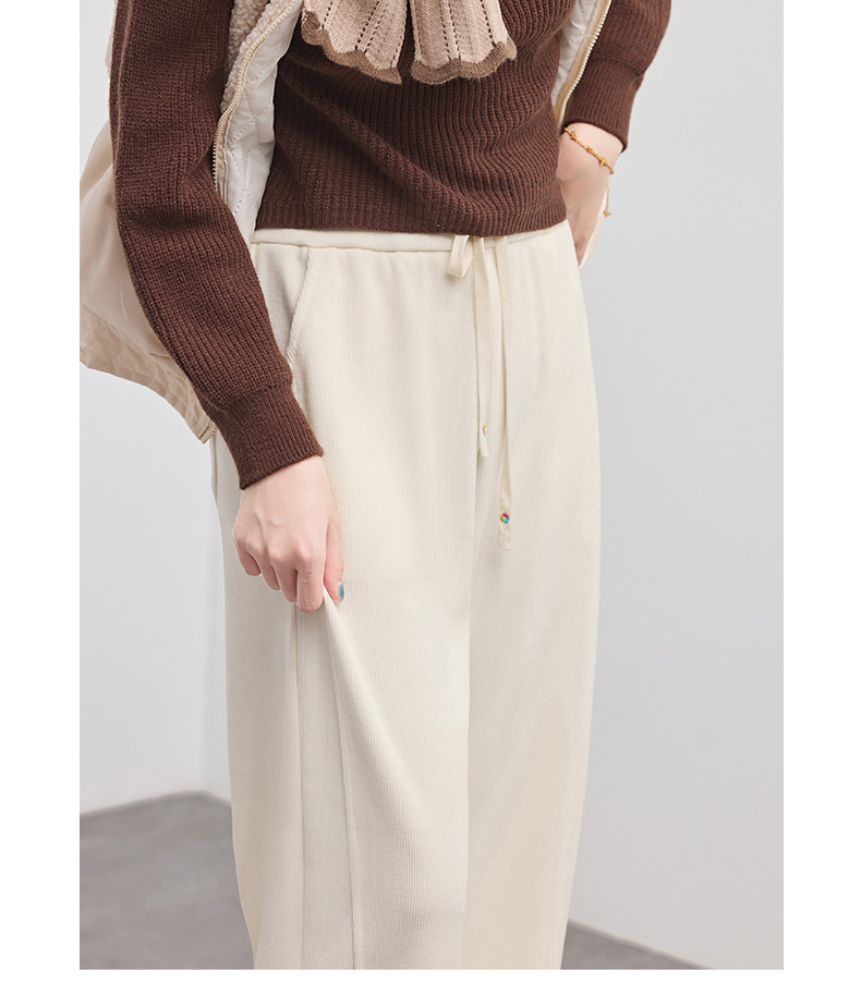 欧棉绒窄版阔腿裤女秋冬2025新款休闲高腰显宽松瘦垂感款式直筒裤详情31