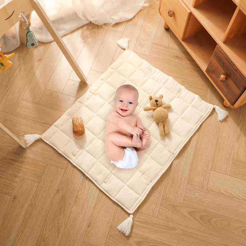 儿童爬行垫游戏垫婴幼儿材质面料流苏地垫柔顺丝滑感宝宝保护专品详情10