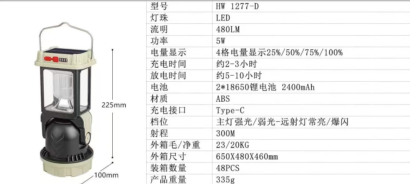 Cross-border solar LED high-intensity portable lamp, outdoor multi-functional tungsten filament ambient light, household table lamp, flashlight pic 1