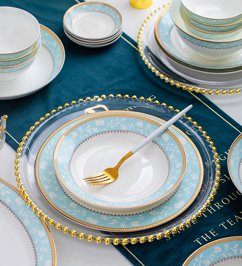 景德镇陶瓷简约金边陶瓷骨瓷餐具套装碗盘碟碗筷盘子礼品印制LOGO详情9