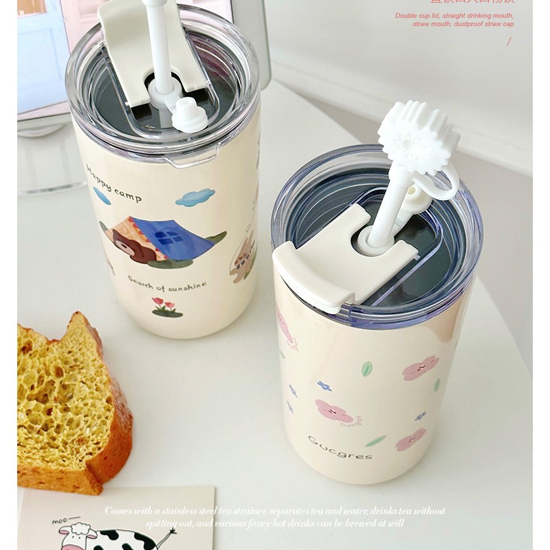 卡通巨无霸保温杯吸管咖啡杯便携不锈钢冰霸水杯可爱高颜值大容量详情9