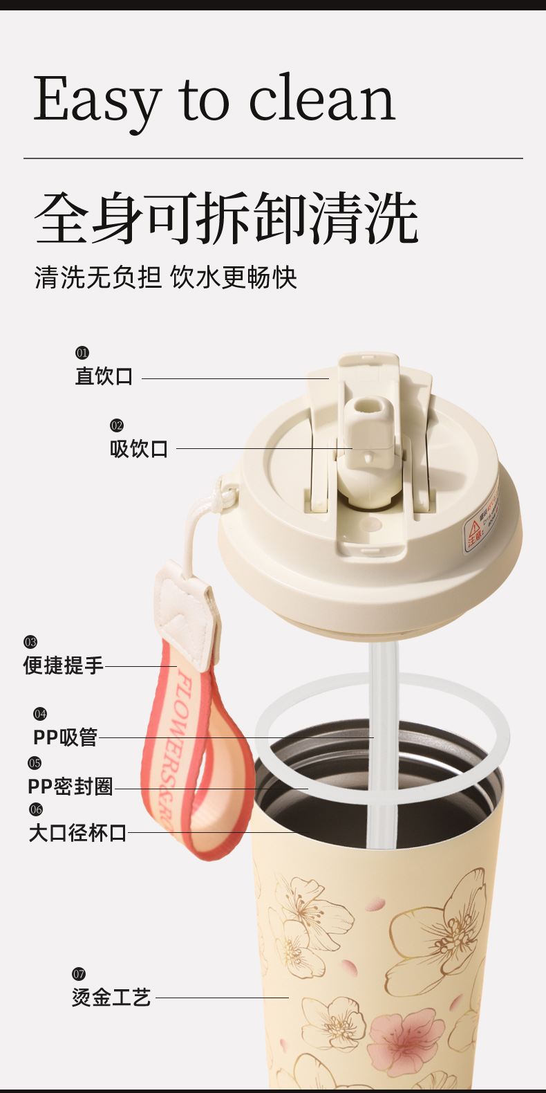 复古316不锈钢保温杯女高颜值大容量户外便携带提绳双饮咖啡杯详情10