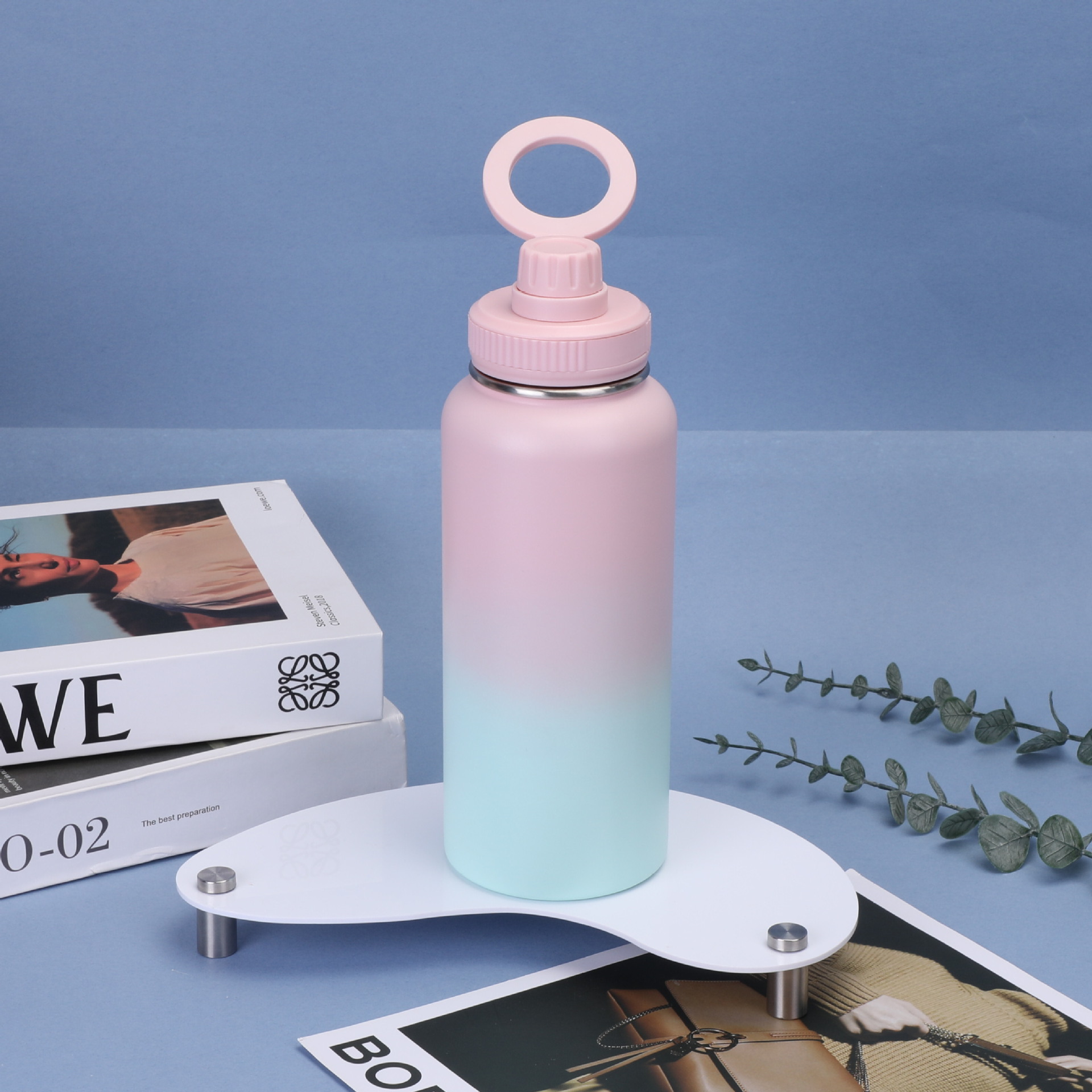 新款32oz不锈钢太空壶双层保温杯磁吸手机支架马卡龙便携运动水杯详情8