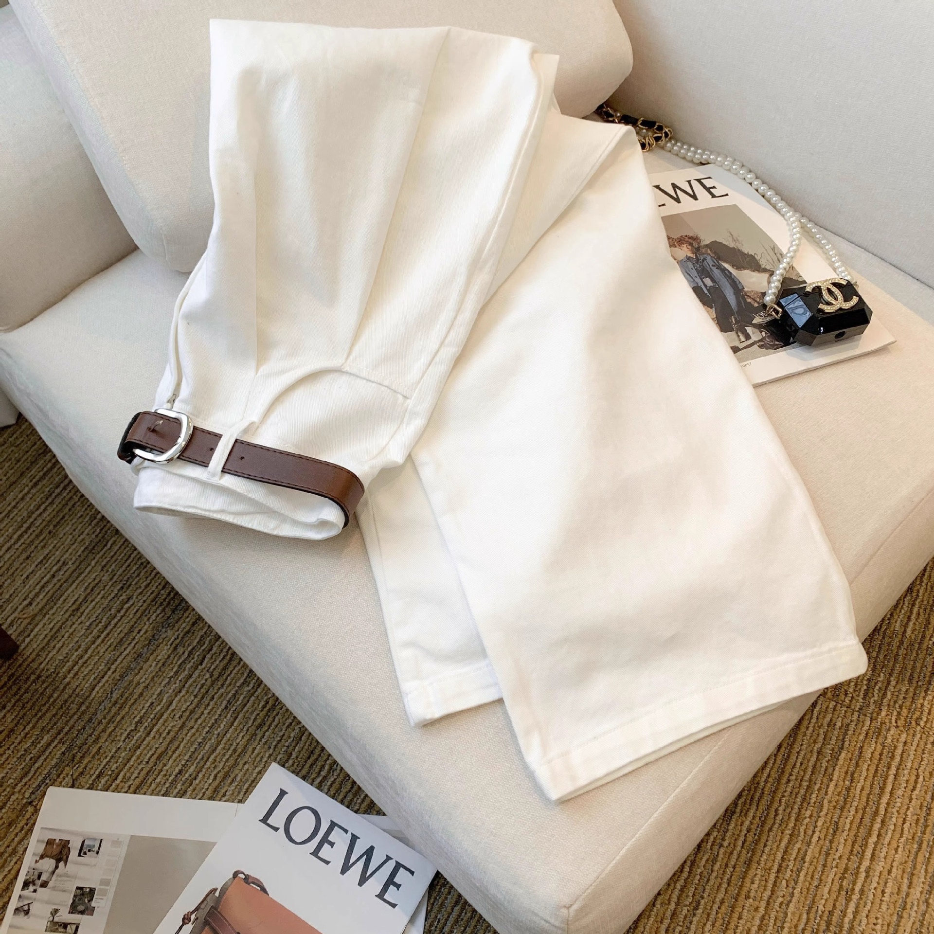 卡其色休闲裤女牛仔拖地裤2025新款高腰显瘦宽松阔腿直筒裤长裤子详情13