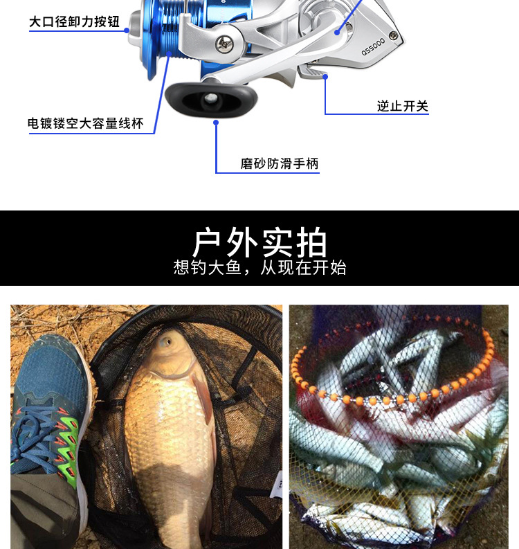 科迈龙QS1000-7000塑料头纺车轮路亚鱼线轮海竿轮抛竿渔轮详情5
