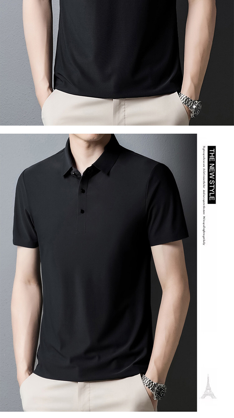 2025 verano sin marcas hielo seda polo hombre premium sense negocios manga corta camiseta hombre polo casual manga corta pic 21