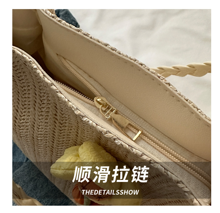 编织草编包包女大容量2023新款夏天花朵单肩休闲潮流洋气托特包详情7