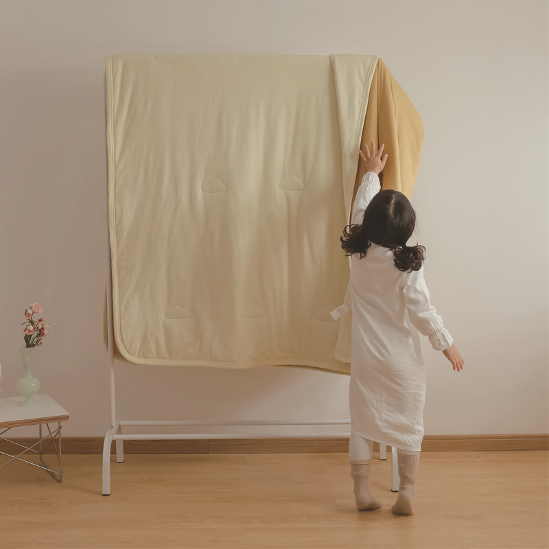 Simple Japanese Muji soft knitted cotton Tianzhu cotton quality two-color summer cool quilt, machine washable, water-washable air-conditioned quilt pic 7