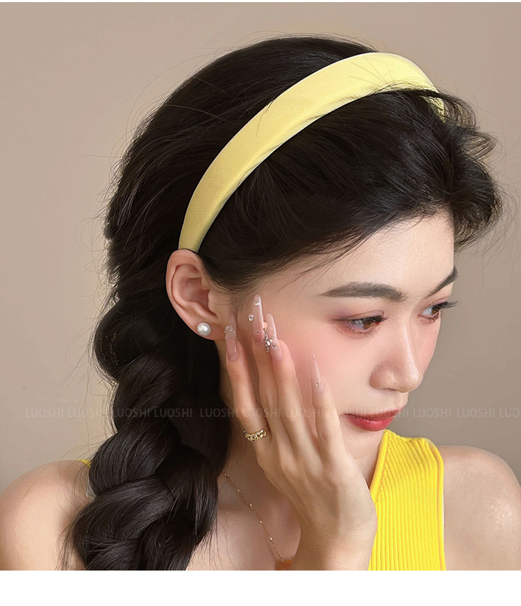 High top yellow hairband for women washing their faces and going out, a versatile sponge headband, wide-brimmed headwear, and a new hairpin for pressing hair pic 9