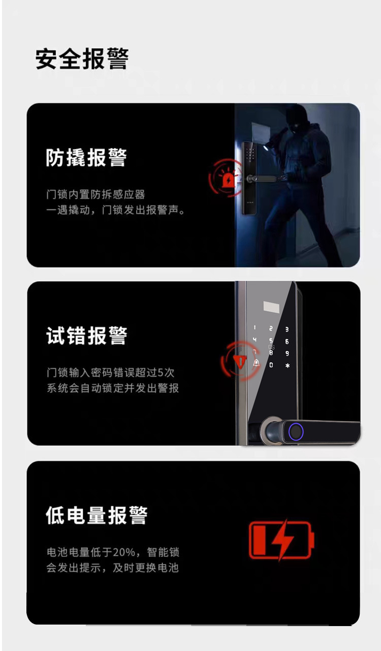半自动一握开密码锁民宿出租房防盗门入户门家用指纹密码锁通通锁详情13