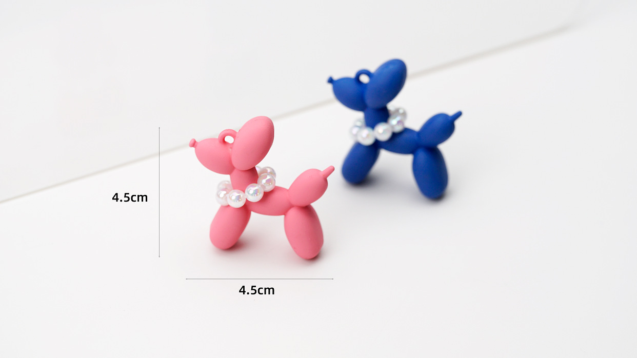 Hand-painted balloon dog, pearl chain pendant, mobile phone chain, key chain, accessory, three-dimensional decorative material, DIY jewelry matching pic 3