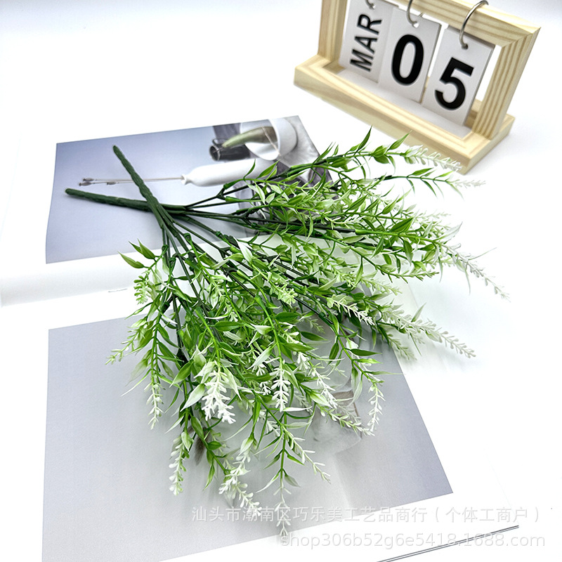亚马逊仿真绿植7叉尖叶穗薰衣草盆栽花卉田园风植物花墙麦穗批发详情2