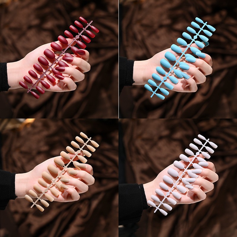 Custom-made matte ballet nail strips, nail plates, nail patches, 24 pieces, matte coffin nails, false nails, manicure pic 1